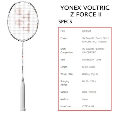 Yonex Voltric Z-Force II Badminton Racket – Professional Series