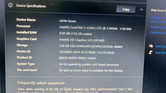 Hp elitebook 840 g3  i5 8gb ram 256 ssd