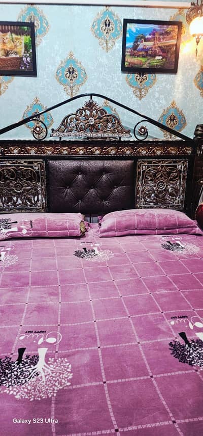 double bed with matrix