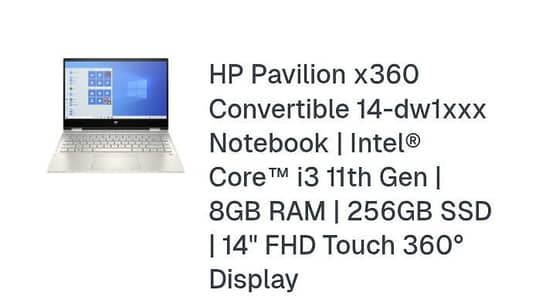 hp pavilion core i3 11th generation 8 Gb 256 SSD used Good Condition