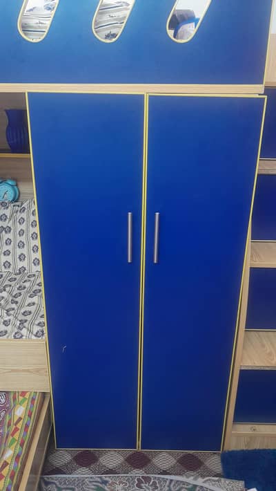 3 bed bunker bed for kids with wardrob urgent sell contect 03216213464