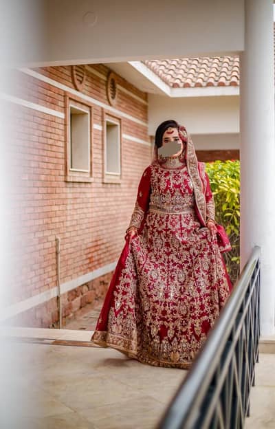 Bridal Red Heavy Embroidered Lehenga for Sale – Excellent Condition