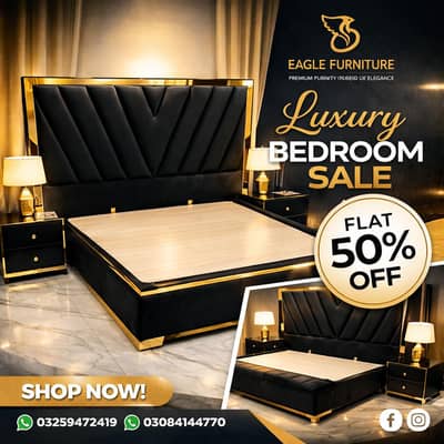Luxury Wooden Bed (King Size) – New Design Available