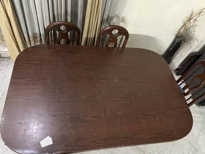 Dining table with six chairs