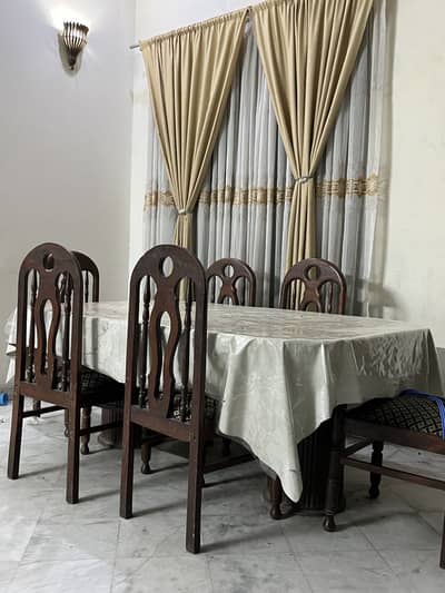 Dining table with six chairs