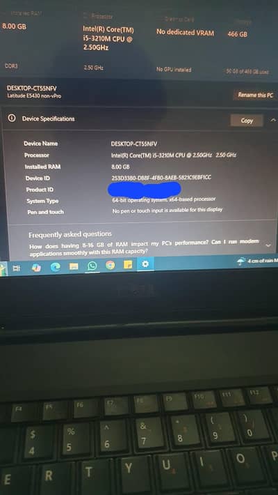 Dell latitude 3rd Gen core I5 8gb / 466gb