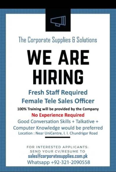 Female required for tele marketing