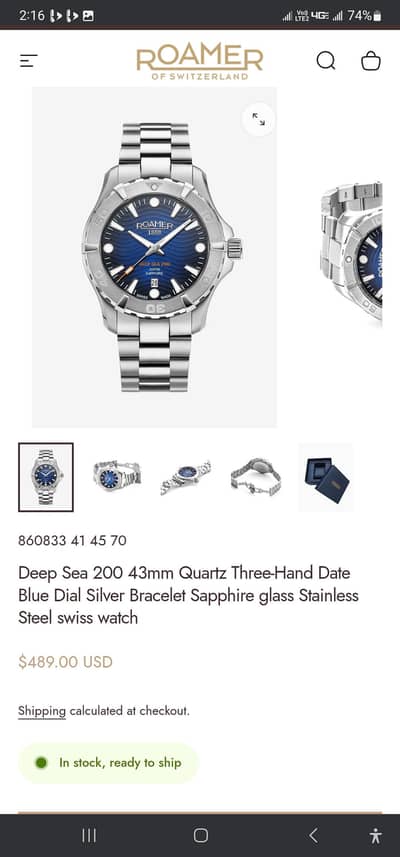 ROAMER  deep sea  200 42mm  Quartz