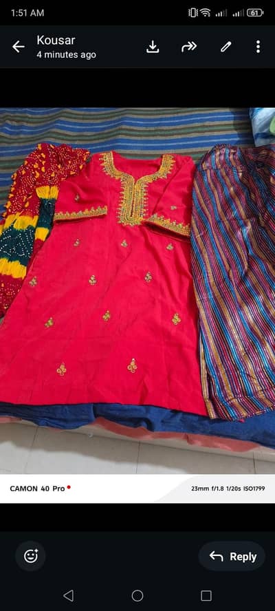 3 peice woman suit with Sindhi karahi
