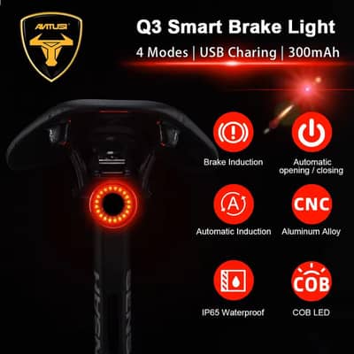 Antusi Bicycle Smart Auto Brake Sensing Light