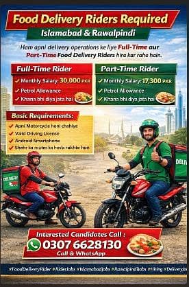 Riders for food delivery