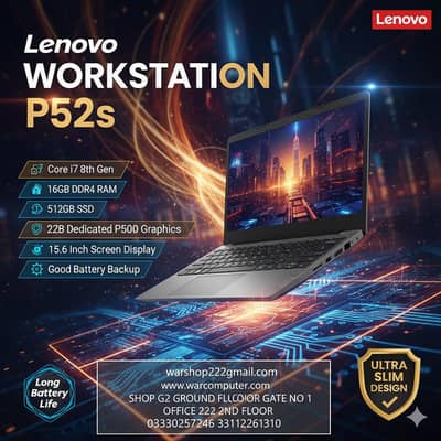 Lenovo P52s laptop Workstation  Core i7 8th generation  2gb card