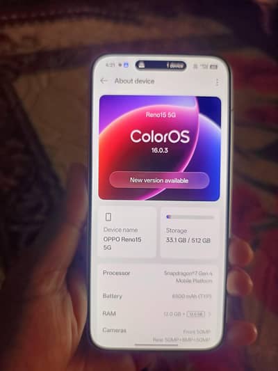 Reno 15 5g 512gb full warnti