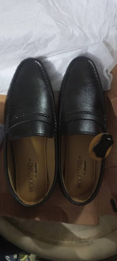 Bata mocassin loafers black shoes brand new