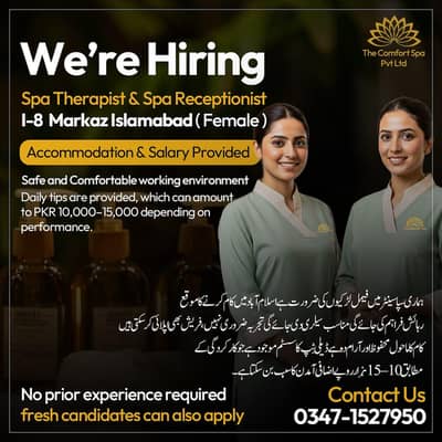 Spa Job Only Female Job Traind & Untrained Aply