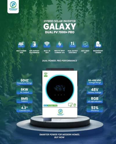 Galaxy Dual PV 7000+ Pro Hybrid Solar Inverter 6KW