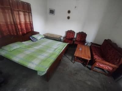 2 single bed with sofa set and large size table