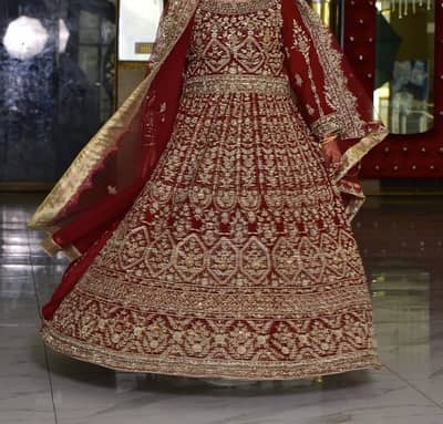 Maroon Velvet Bridal Lehenga Choli - 10/10 Condition (Like New)
