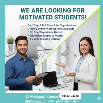 Need Males and Females Staff For Online Offfice and Home Based Work