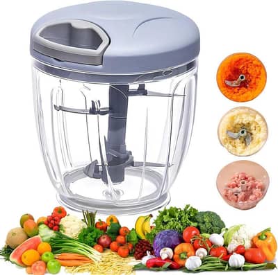 Manual Food Chopper with Blades – Onion, Garlic, Vegetable Cutter