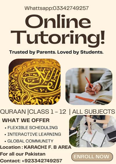  Qualified & Experienced Tutors  Quran with Tajweed + School Subj