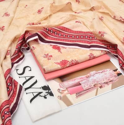 Lawn unstitched SAYA brand suit *(HOME DELIVERY AVAILABLE)*