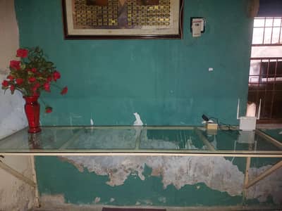 wall mounted glass table.
