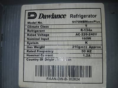 Dawlance Refrigretor 9170 WB MonoPlus  Price Amount Rs. 43,000/-