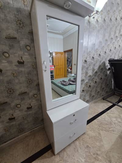 Modern White Dressing Table with Mirror & Storage Drawers