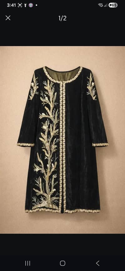 velvet 2 peice hand work(adda work)