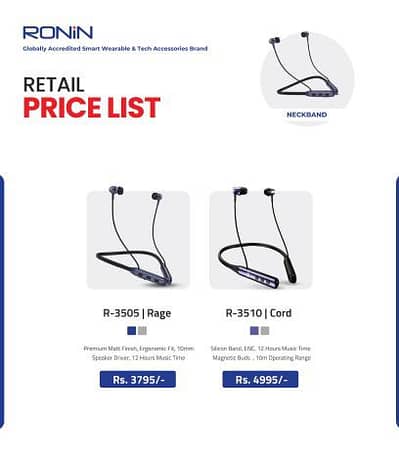 Ronin Premium Neckbands – R-3505 Rage & R-3510 Cord | Brand New