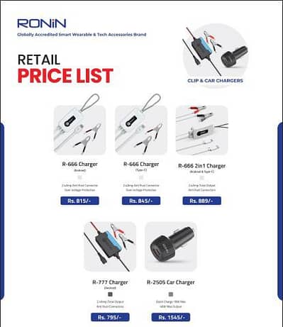 Original Ronin Clip & Car Chargers - R-666, R-777, R-2505 (New)