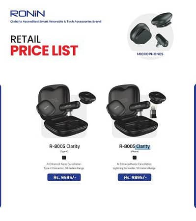 Ronin R-8005 Clarity Wireless Mic | AI Noise Cancelling | 50m Range