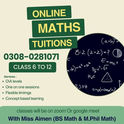 Online Mathematics Tutor| O Levels| A Levels| Class 6 - 12| IGCSE