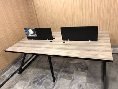 Almost New Office Tables – Wooden & Iron Frame, Excellent Quality