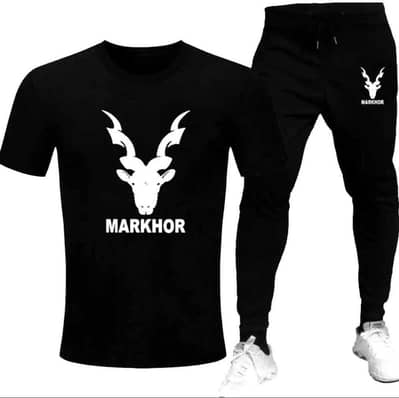 Men Cotton Printed Markhor Track Suit Black.  Free Home Delivery