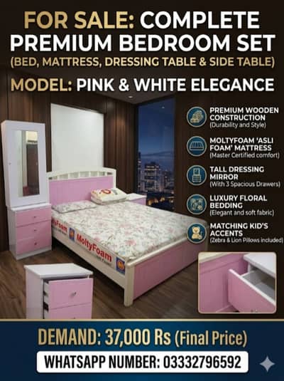 Double bed /  king size bed /Bed Set with Side Table & dressing table