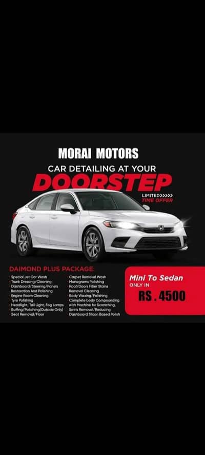 Car interior cleaning with ribbon polish service available door step