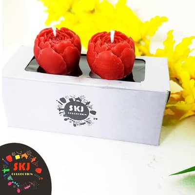 3 Rose flower candles