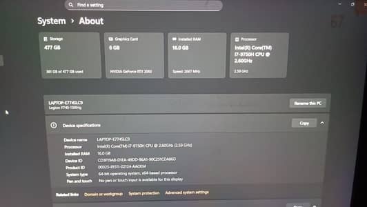 Legion Lenovo Y740 RTX 2060 (Gaming Laptop)