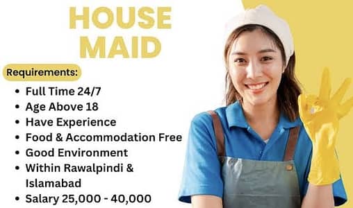 Urgently Female House Maid Required