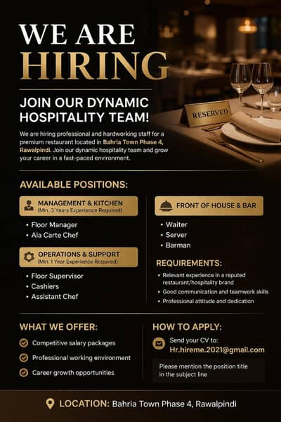 Staff required for a restaurant