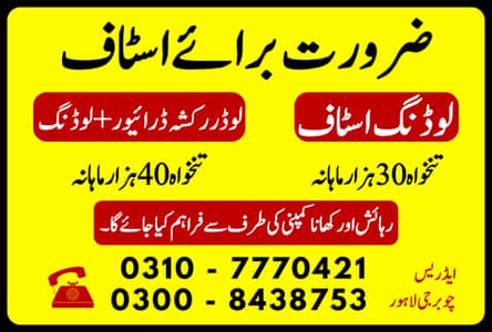 Urgent Hiring – Loader Rickshaw Drivers and loading Staff