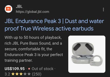 Jbl edurance peak 3 imported