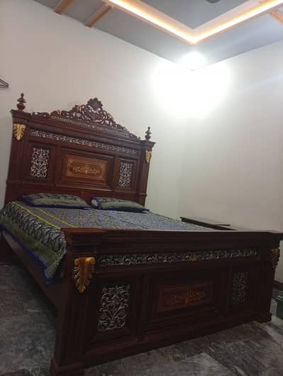 pure wooden chinioti bed set with mattress
