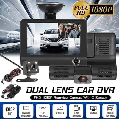 WDR Dashcam 3 Camera Lens Video Car DVR Full HD 1080P