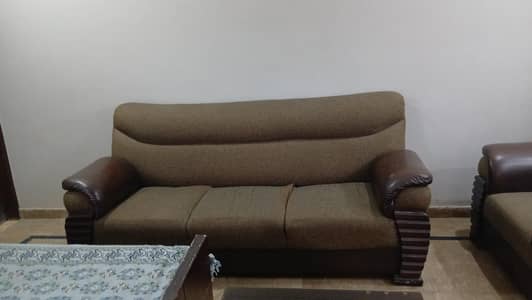Wooden Sofa set, Brown Sofa set, Brown drawing room set