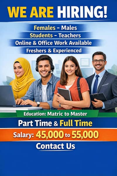 Hiring Male & Female Staff – Online & Office Work Available