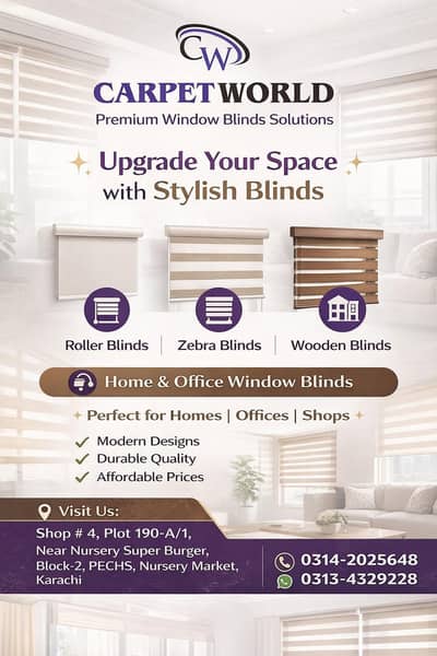Roller blind | Zebra Blind | Wooden Blind | Home&Office window blind
