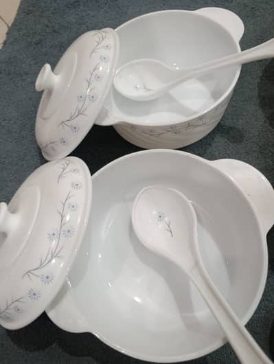 A partial opal glass dinner set